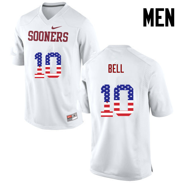 Men Oklahoma Sooners #10 Blake Bell College Football USA Flag Fashion Jerseys-White